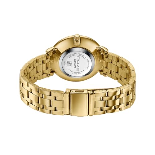 Image of Sonata Poze 9 with Quartz Analog Desert Sage Dial IPG Strap Watch for Women - SP80183YM01W