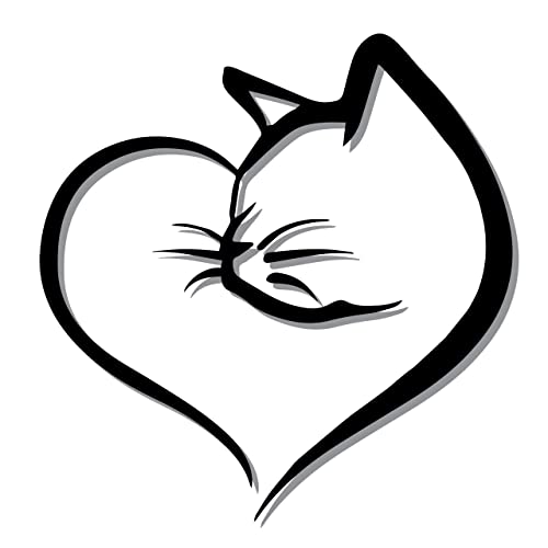 Cat Heart Animal Lovers Decal Bumper Sticker - Sticker Bomb Vinyl Decal For Car Truck, Computer, Anywhere! Premium 6 Year Outdoor Vinyl (Black, 2) #TOP21