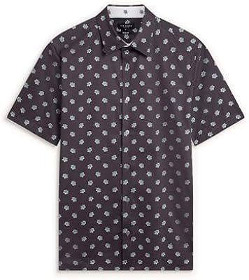 Ted Baker Men's Chaska Short Sleeve Button Down Shirt, Navy - Floral, 5/XL