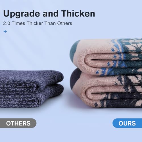 Simiya 5 Pairs Merino Wool Socks For Women Winter Thick Warm Hiking Socks Women Thermal Crew Cushion Socks thumb #2