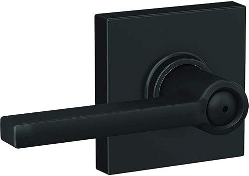 Schlage F40 LAT 622 COL Latitude - Manija de puerta con moldura Collins, cerradura de privacidad para dormitorio y baño, negro mate