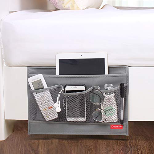 DuomiW Bedside Storage Organizer, Bedside Caddy, Table Cabinet Storage Organizer, TV Remote Control, Phones, Magazines, Tablets, Accessories, Grey