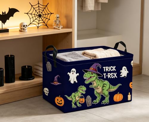 Image of Rectangle Kids Baskets Halloween dinosaur Basket Cute Storage Bin Fish Box for Room Decor Gift Basket(Halloween dinosaur)