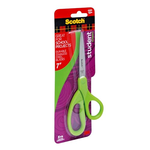 Scotch 7-Inch Student Scissors, Blue, Green, and Purple, Colors Vary, 6-Pack - image 3
