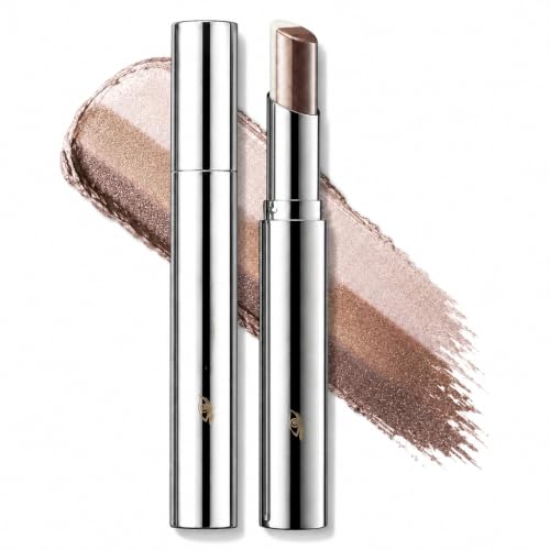 Image of 3 Colour Gradient Cream Eyeshadow Stick, Waterproof Sweat-Resistant Shimmer Matte Eye Shadow Pencil, Blendable Neutral Brown Eye Makeup Crayon for Highlighter Eyeliner Daily Travel Party