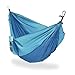 Produktbild Relaxdays Hängematte Outdoor, Reisehängematte für 2 Personen, Ultraleicht, Camping, bis 200 kg, BT: 152 x 255 cm, blau