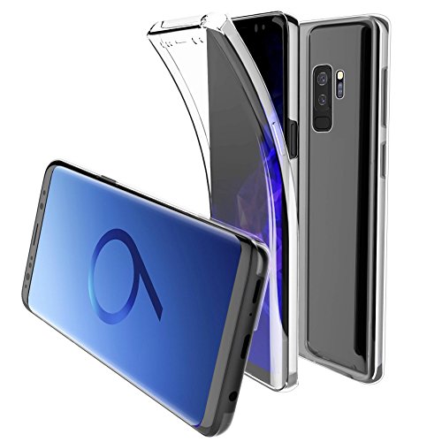 MovilCom® skyddsfodral för Samsung Galaxy S9 Plus, transparent, ultratunn, dubbelt, 360 grader, Clear View, fram- och baksida, av TPU-silikon + PC, hög motståndskraft