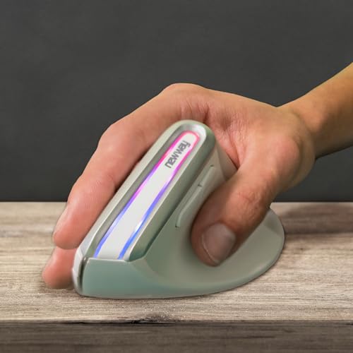 NEWWAY 2024 - Ratón Vertical inalámbrico A9 (WiFi 2.4 GHz, USB C, Recargable, RGB, 2400 dpi, ergonómico, silencioso, Nano Receptor Integrado de 10 m, Color Blanco - imagen 8