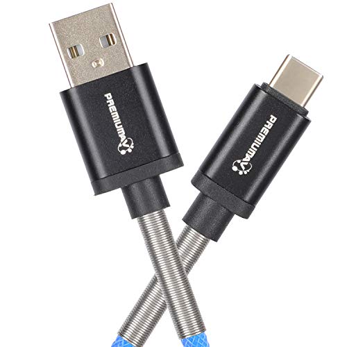 Image of PremiumAV Durable USB Type C Braided Fast Charging Cable Compatible with Samsung Galaxy S10 /S9 /S8 A40 /A50 /A70 /A20 /A10e /, Huawei P20 /P10 /P30 P9, Hero7 /6 /5, Sony Xperia Blue