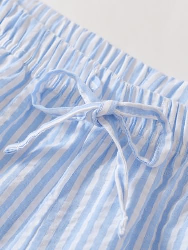 Image of Latuza Women's Cotton Long Sleeve Pajama Set Seersucker Button Down Pj Set