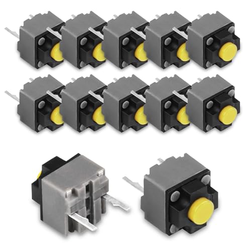 RUNJRX 10 Pcs Kailh Silent Mouse Micro Switch 6 * 6 * 7.3mm Industrial Mute Button Square Switch 20 Million Click (Yellow GMS7.0)
