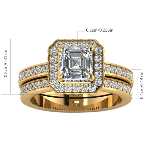 ringheart Couple Rings Matching Rings Yellow Gold Plated 1CT AAA CZ 2pcs Women Wedding Ring Sets for Him and Her Rings Men Band2