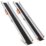 Ruedamann スロープ 車椅子 長さ122.5-214cm 無段階長さ調整可能 アルミスロープ 耐荷重300kg 伸縮式 段差解消 滑り止め 高齢者 障がい者への介護支援 台車 車椅子用 階段 玄関 室内外用 2本セット