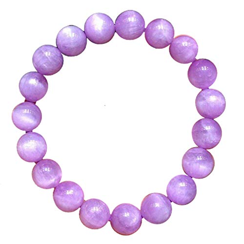 Bracelet kunzite violette naturelle 9mm œil de chat durable pour peaux sensibles
