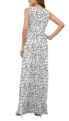 Image of AUSELILY Maxi Dresses for Women Summer Casual Sleeveless V Neck Wrap Dress | Sleeveless Long maxi dress with wrap V neck & side pockets, for formal cocktail, beach & casual daily wear