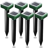 USKICH Solar Mole and Groundhog Repellent Stakes Sonic Vole Repeller Gopher Deterrent Spikes-Get Rid of Burrowing Animals Waterproof (6 Pcs Green)