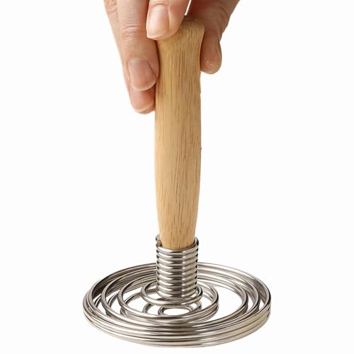 Fruste a filo per cucinare, Frusta da cucina portatile, Frusta per pasta, Frusta per uova in acciaio inossidabile, Miscelatore manuale, Frusta a Manico in legno, Strumento da cucina per
