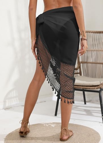 Image of ZAFUL Boho Beach Cover Ups for Women Sarong Coverups Sheer Bikini Chiffon Wraps Skirts for Swimwear