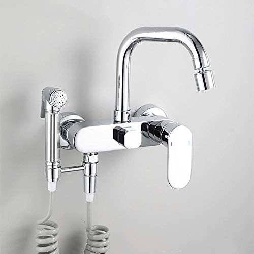 Grifo de cocina montado en la pared para optimizar espacio en el fregadero de lavandería