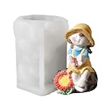 Countryside Sunflowers Boy Girl Silikonform für Kerzenseifenherstellung, handgemachtes...