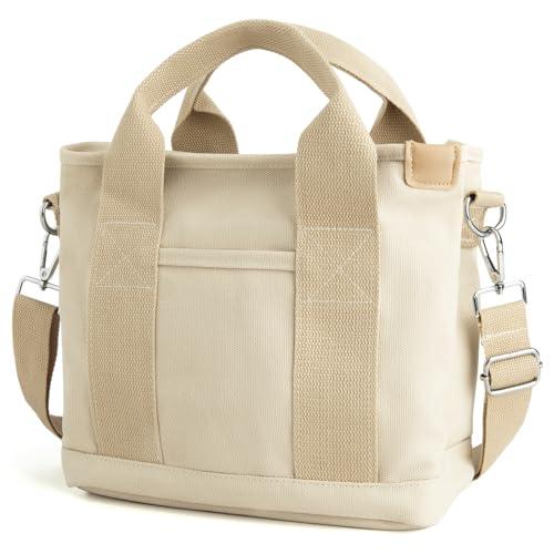 Bolso pequeño tote para mujer en lona con cierre y bolsillos miniatura 1