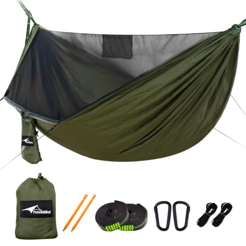 Travel Bird Camping Hammock with Mosquito Net and Ridge...
