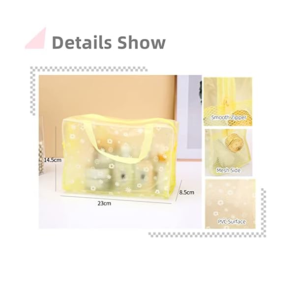 FLY CHOICE Bolsa organizadora de viagem transparente com zíper para maquiagem, cosméticos, necessários, necessários, necessaires (amarelo) - Image 6