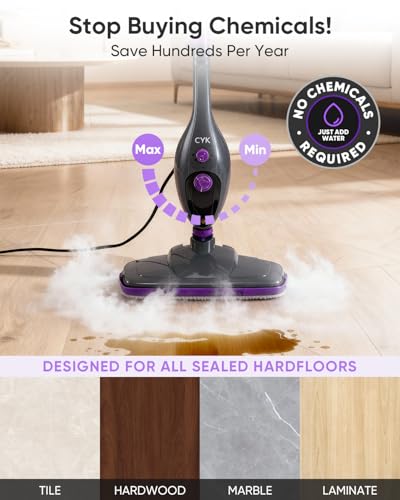CYK Steam Mops for Floor Cleaning, 12 in 1 Handheld Steam Cleaner for Home, Floor Steamer for Hardwood Floors and Tile (Purple-grey) - Image 6