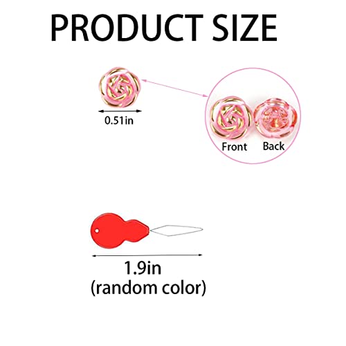 Fortunemee 180Pcs Flower Sewing Buttons For Sewing Crafts, Translucent 0.51 Inches Gold Edge Rose Acrylic Sewing Buttons With Sewing Kit And Needle Threader, Shank Floral Buttons For Diy Handmade #TOP2