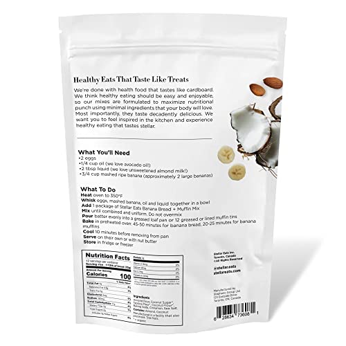 Stellar Eats Banana Bread & Muffin Mix, 9.3 Oz, 1 Pack - Grain Free, Gluten Free, Dairy Free, Plant Based, Paleo Friendly #TOP1