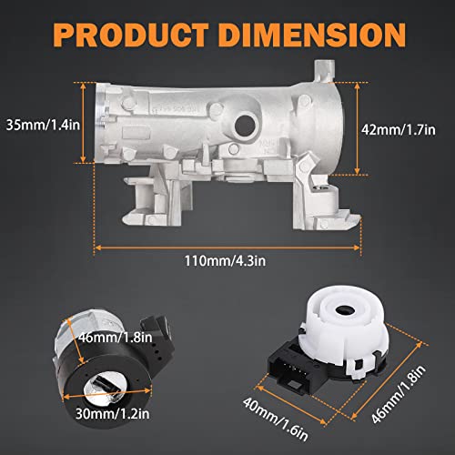 image for Yinlowa Ignition Switch Lock Cylinder 1K0905851B for Volkswagen VW Jet