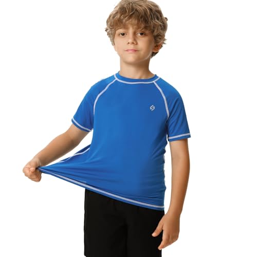 HODOSPORTS Boys UPF 50+ Rash Guard Swim Shirts Short Long Sleeve Quick Dry UV Protection Sun Shirt Royal Blue by HODOSPORTS - Image 2