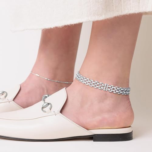 Image of KissYan Gold Ankle Bracelets for Women, 14K Gold Anklets Chunky Cuban Link Chain Summer Beach Foot Jewelry Gifts for Women