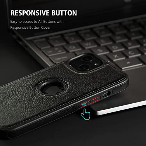 Image of MIDOS Back Cover Compatible with iPhone 13 Leather Case Flexible Slim Cover for iPhone 13 (Black)