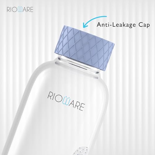 Image of Rioware Purifa Pro Borosilicate Glass Water Bottle With Silicon Sleeve (750Ml) | Airtight Lid | Leak Proof | Silicon Cap | Fridge Water Bottles For Home, Office & Gym -Pack Of 01(Blue)