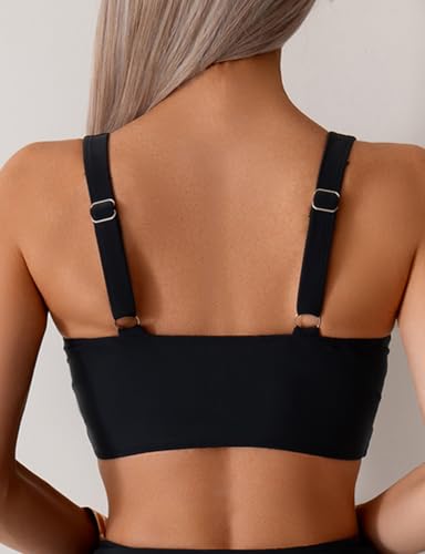 Tainehs Bikini Top for Women Twist Front Adjustable Swimsuit Top Push Up V Neck Padded Bathing Suits Top3