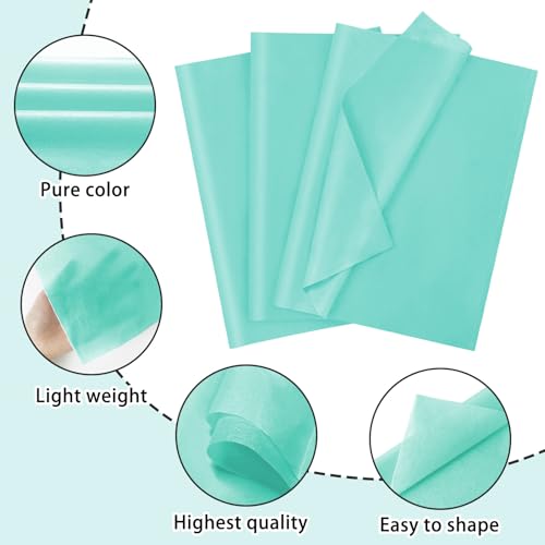 Image of 120 Sheets 20 inchX14 inch Tissue Paper for Gift Bags Wrapping, Teal Art Tissue Paper Bulk for Weddings Birthday Party Crafts Decoration