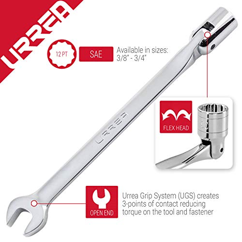 Urrea 1270-24 12-Point Flex Head Socket Wrench - 3/4 Inch Flexible Head Combination Wrench thumb #4