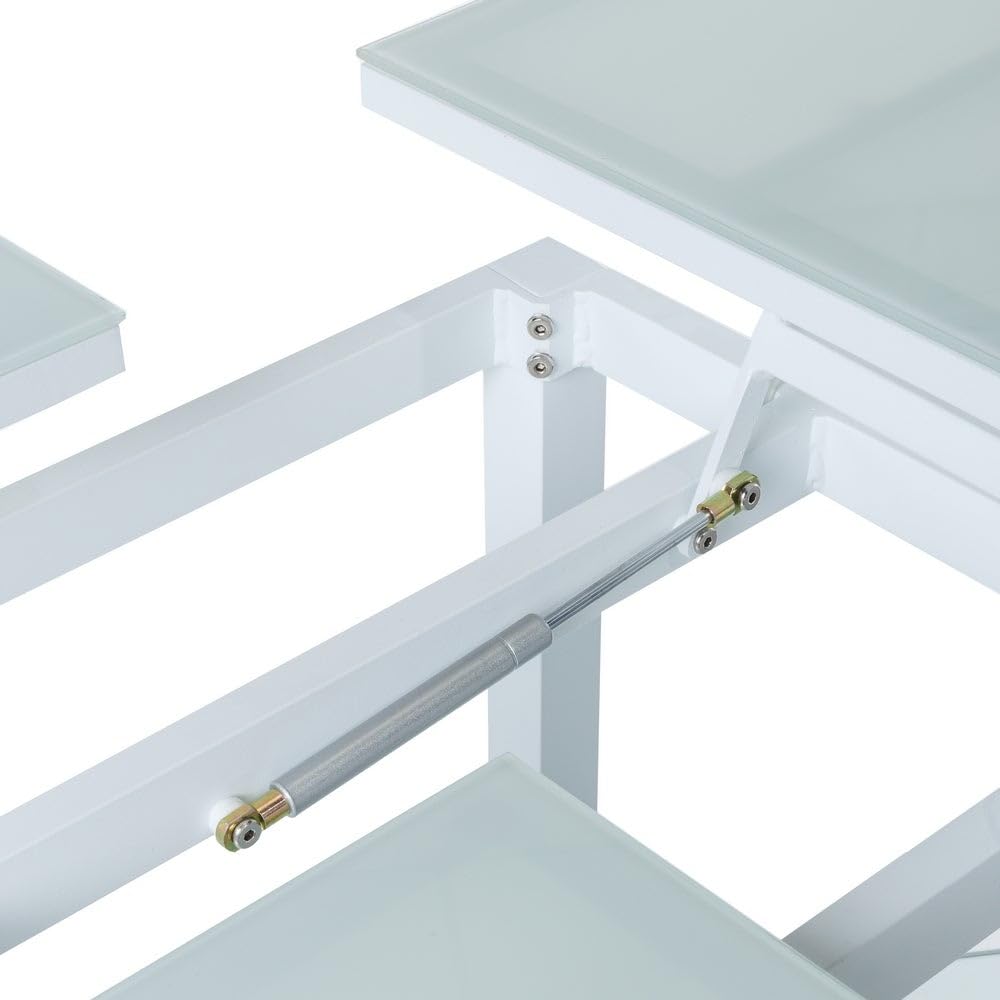 LOLAhome Mesa de Centro elevable para Exterior de Aluminio Blanco y Cristal Templado, de 120x60x48 cm, Modelo Agnes