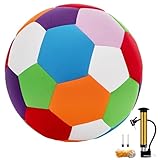 KUWUNG Softball Fußball Größe 4, Indoor Fussball mit Pumpe, Aufblasnadel und Netztasche, Weich Curve Ball für Teenager, Fussball Geschenke Jungen 3-12 Jahre