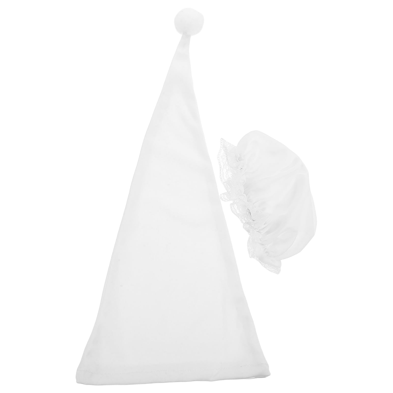 LOGOFUN 2PCS Knitted Baby Hat Funny Triangle Cap Costume Accessories for Newborn Stage Performance Cosplay Party Supplies - White