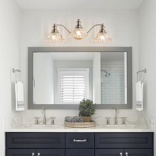 Image of XIEDUN Brushed Nickel Bathroom Vanity Light Fixture 3 Light Vanity Lights for Bathroom Vanity Light Fixtures