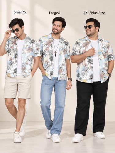Image of Leriya Fashion Men's Casual - Button Down Summer Shirt for Mans | Regular Fit Shirts for Man | Ideal for Travel |Picnic |Rayon Half Sleeve Printed Shirt's