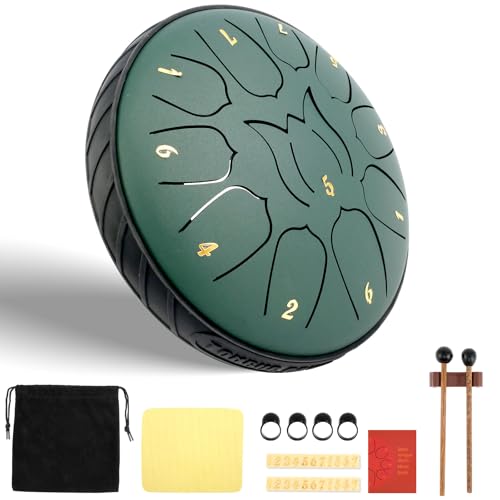 Steel Tongue Drum 11 Notas 6 Pulgadas Verde miniatura 1