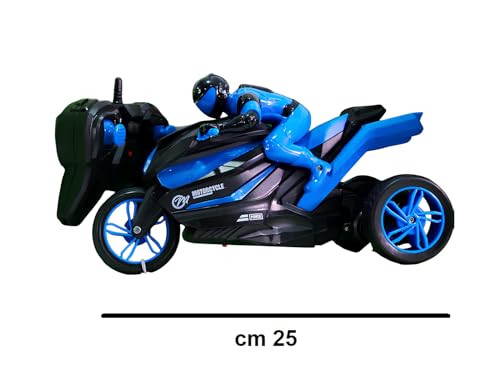 Ferngesteuertes Motorrad für Kinder, gebogenes Motorrad, mit ferngesteuertem Fahrer, Sprint Motorrad mit 3 Rädern, mit 360° Evoluzoni für Motorrad, Sport, Akrobatik, mit LED-Lichtern, verschiedene