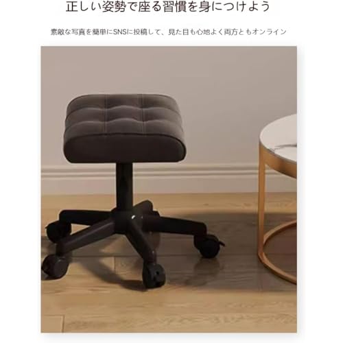 AOBOPO オットマン 昇降スツール 足置き台 キャスター付き レザー 度回転 高さ調整 ～ ストッパー付き 省スペース 多機能 オフィス ホワイト 厚クッション 使いやすい フットレスト (【アップグレードブレーキシルキーユニバーサルホイール】,オレンジ色の厚いクッション) [4]