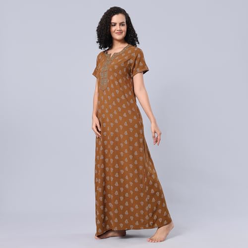Image of Evolove Women's Viscose Liva Long Maxi Night Gown Nighty Dress with Pocket, Super Soft Comfortable (LNG-Rayon)