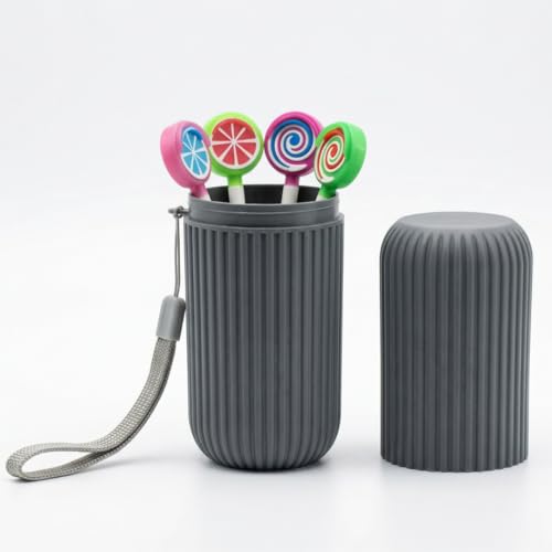 Image of MAXI Lollipop Tongue Cleaner for Kids with Travel Case, BPA Free Plastic Tongue Scraper, Oral Hygiene Cleaner for Bad Breath & Bacteria Removal, Easy Grip Handle Multicolor (Pack of 6)