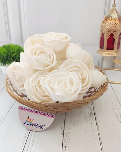 JOYNAGAR Artificial Bird Rose Flower | Sola Wood Flower | Pack of 10 pcs Loose Head | 6 cm | Home Decor Items | Dried Flowers | Ideal Home Decor, Weddings, and Crafts