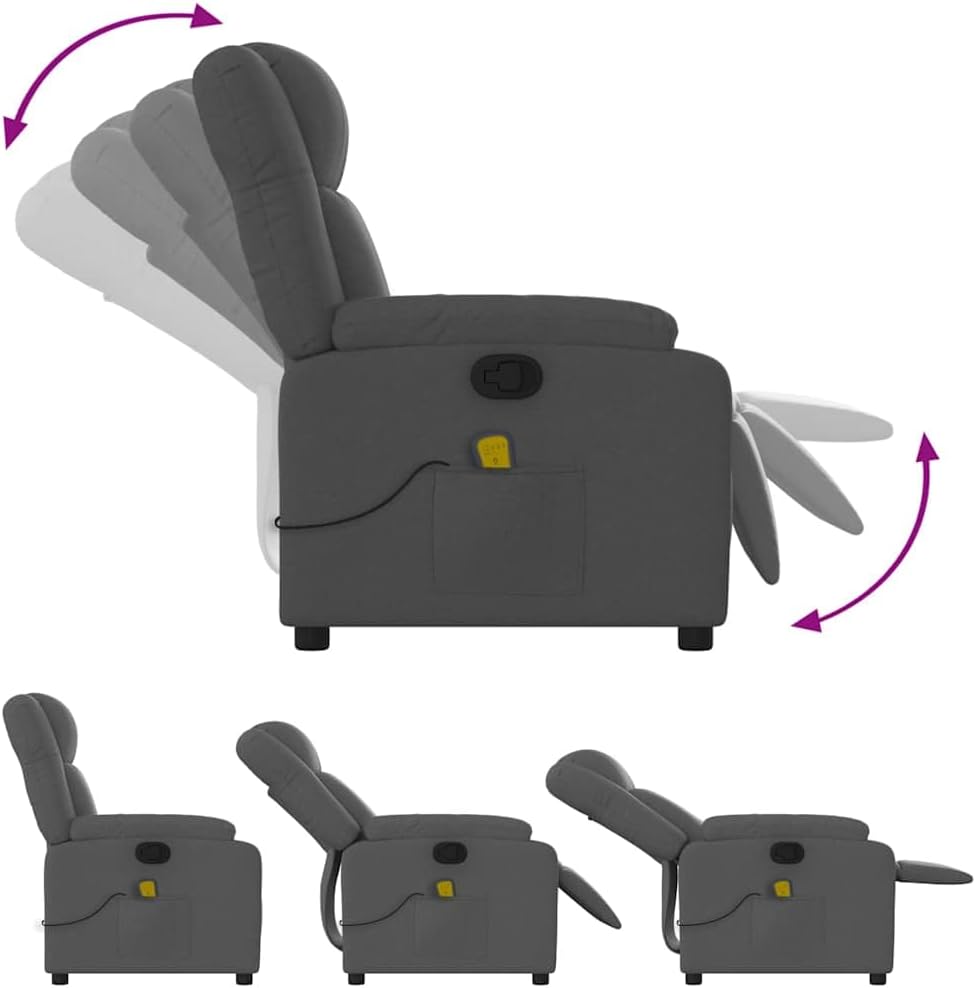 vidaXL Massage Recliner Chair Dark Grey